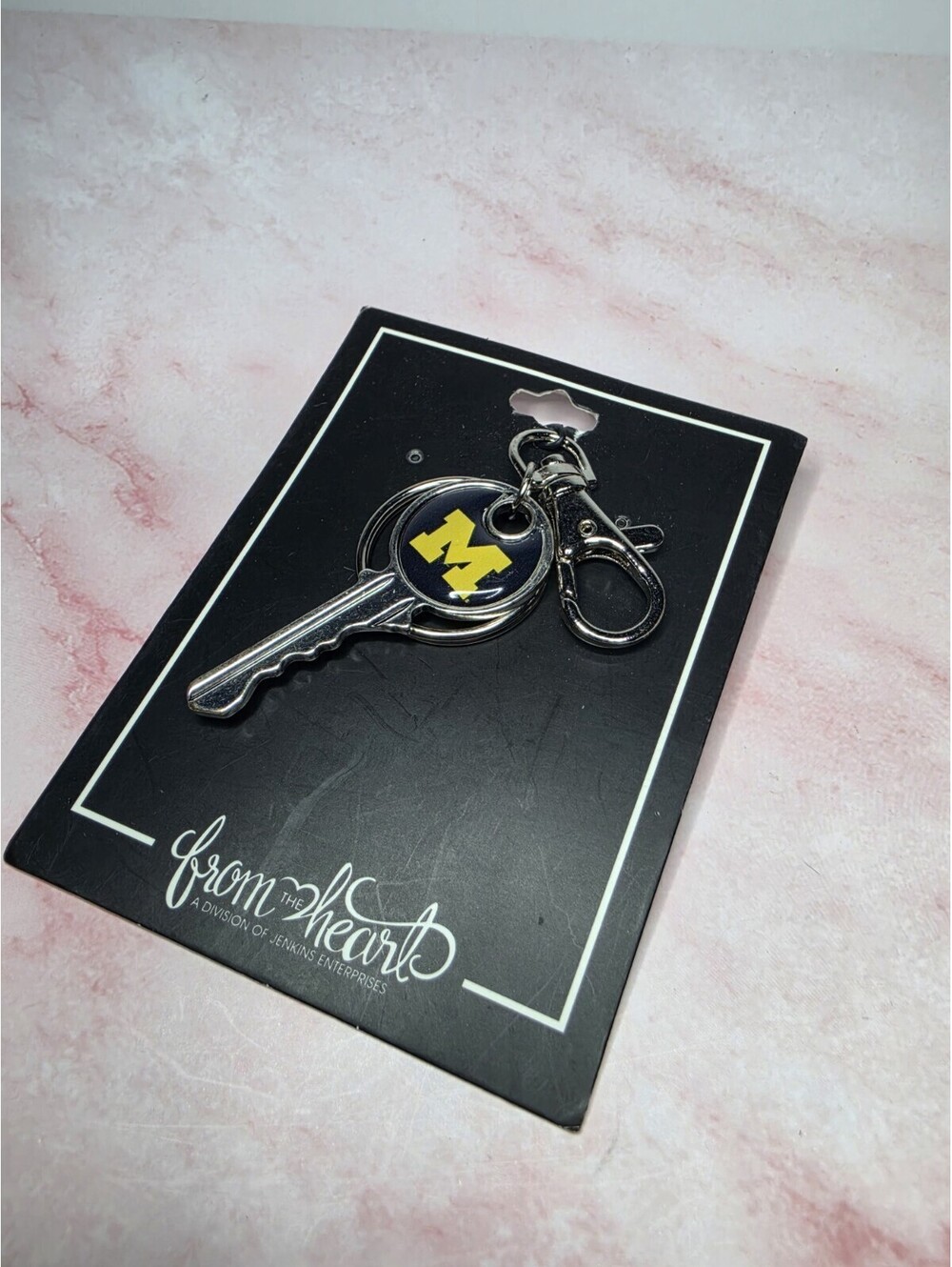 Michigans Wolverines Key Blank Keychain Clip From the Heart of NCAA Logo New